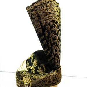 Black & Golden Brocade Groom Turban with Stone Brooch