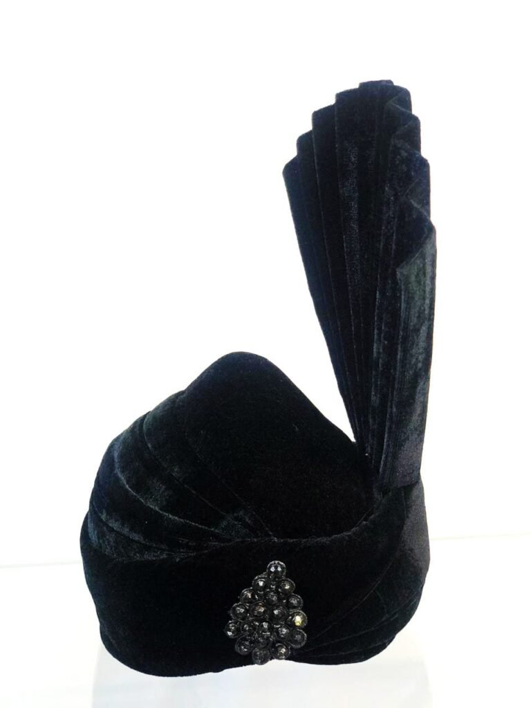 Black Velvet Groom Turban with Black Stone Brooch