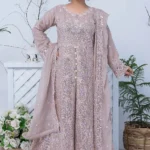 Light Pink Embroidered Maxi 3-Piece Suit – Luxury Formal Collection