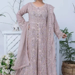 Light Pink Embroidered Maxi 3-Piece Suit – Luxury Formal Collection