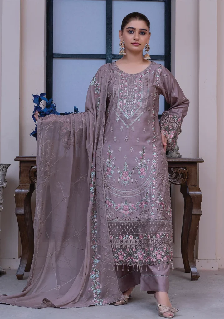 Mauve Embroidered Luxury Suit