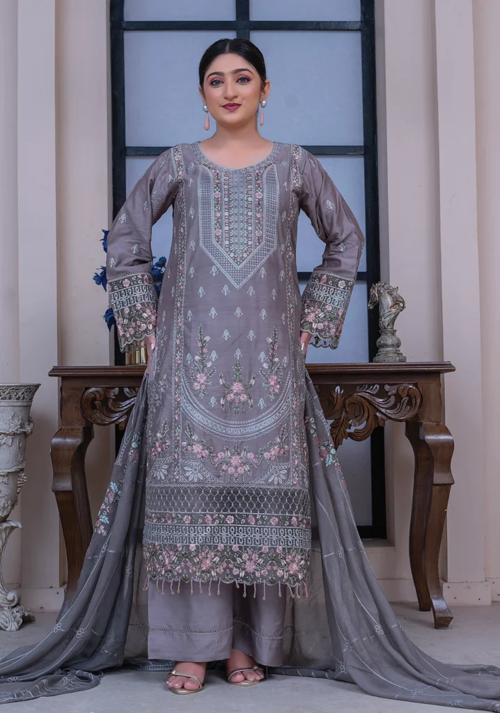 Ash Grey Embroidered Suit