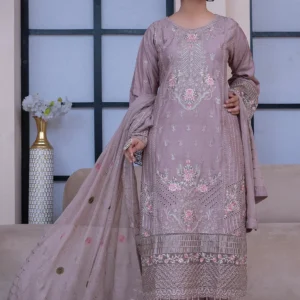 Light Mauve Embroidered 3-Piece Suit
