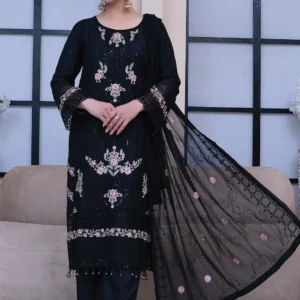 Classic Black Embroidered 3-Piece Suit