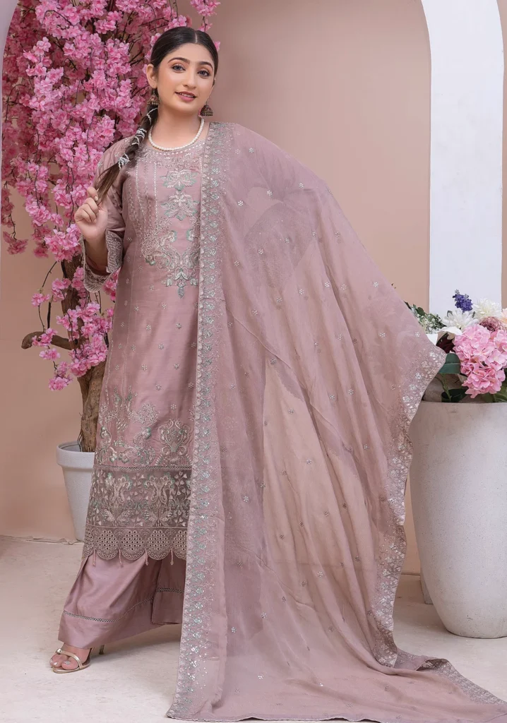 Dusty Rose Embroidered 3-Piece Suit
