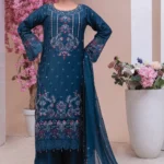 Navy Blue Embroidered 3-Piece Suit