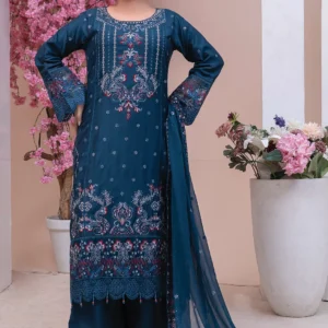 Navy Blue Embroidered 3-Piece Suit