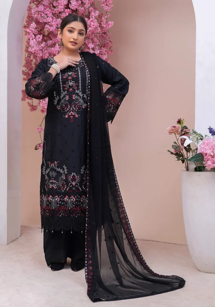 Black Embroidered 3-Piece Suit