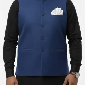 Royal Blue Premium Waistcoat for Men | Modern Fit Blue Wasket for Kurta Shalwar | Evening Event Special
