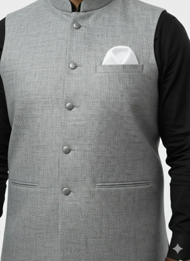 Textured Ash Grey Premium Waistcoat | Self-Print Design Men’s Wasket | High-End Luxury Collection