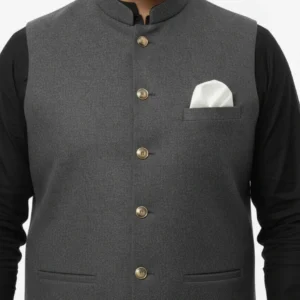 Slate Grey Formal Waistcoat for Men | Premium Charcoal Grey Vest | Men’s Essential Grey Waistcoat for Office & Events