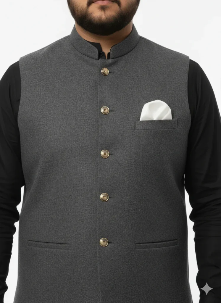 Slate Grey Formal Waistcoat for Men | Premium Charcoal Grey Vest | Men’s Essential Grey Waistcoat for Office & Events