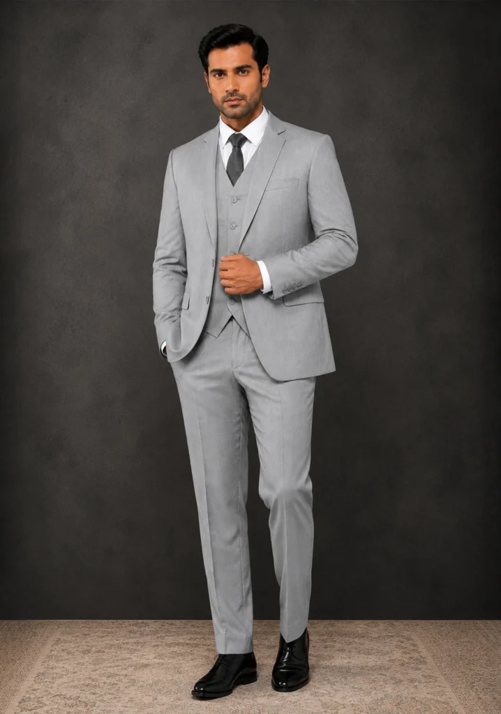 Slate Sovereign” Premium Formal Three-Piece Suit