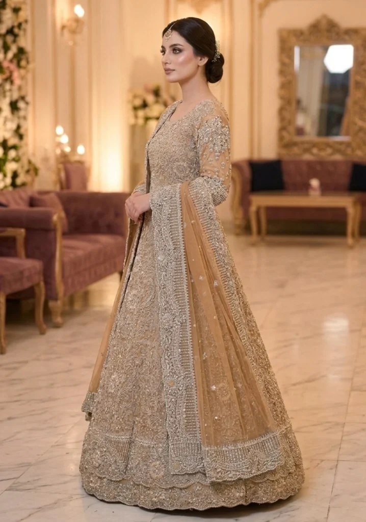 Golden Radiance Heritage Farshi Lehnga Set with Intricate Hand-made Zari Craftsmanship