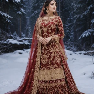 Close-up of Handmade Zari Work on "Gul-e-Anar" Lehnga Bodice