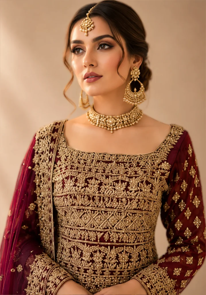 Royal Crimson Zari Heritage Farshi Lehnga – Handcrafted Luxury Bridal Wear