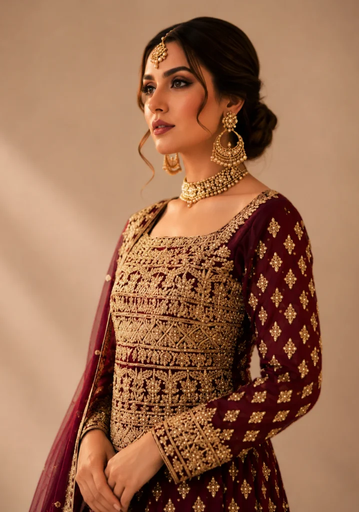 Royal Crimson Zari Heritage Farshi Lehnga – Handcrafted Luxury Bridal Wear