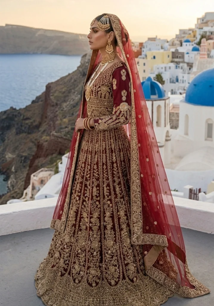 Royal Crimson Heirloom Farshi Lehnga with Intricate Hand-Made Zari Craftsmanship