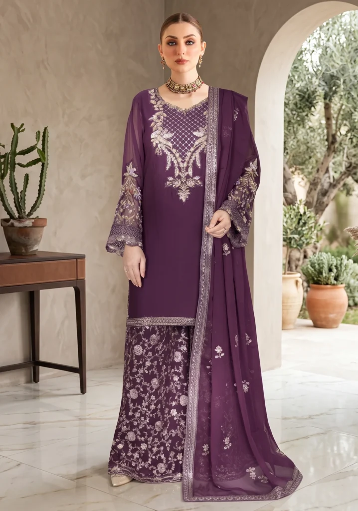 Ramsha WF-616 Deep Purple Embroidered 3-Piece Summer Lawn