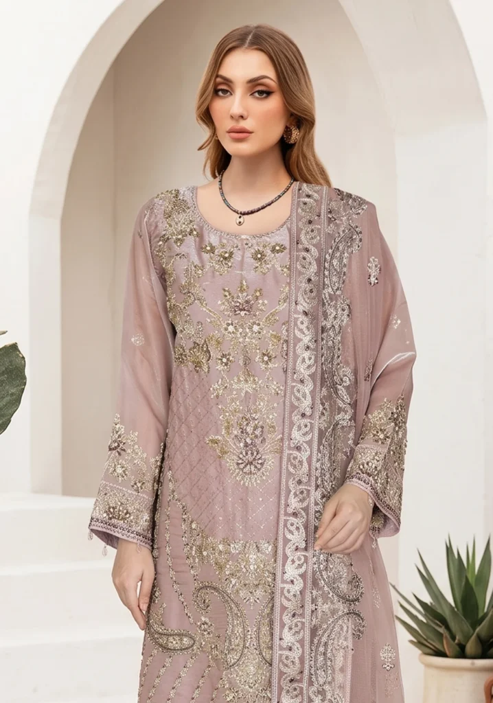 Remsha WB-624 Dusty Pink Embroidered Suit | Festive Collection 2026