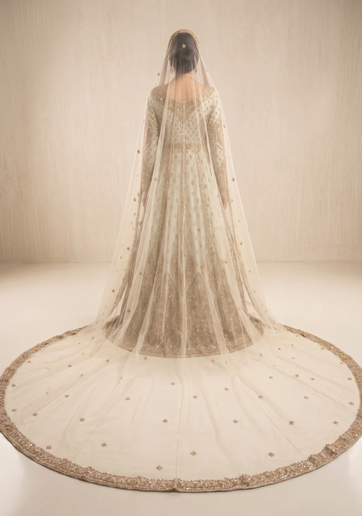 Afroz Peach Net Bridal Maxi | AL Hassan Lehnga House