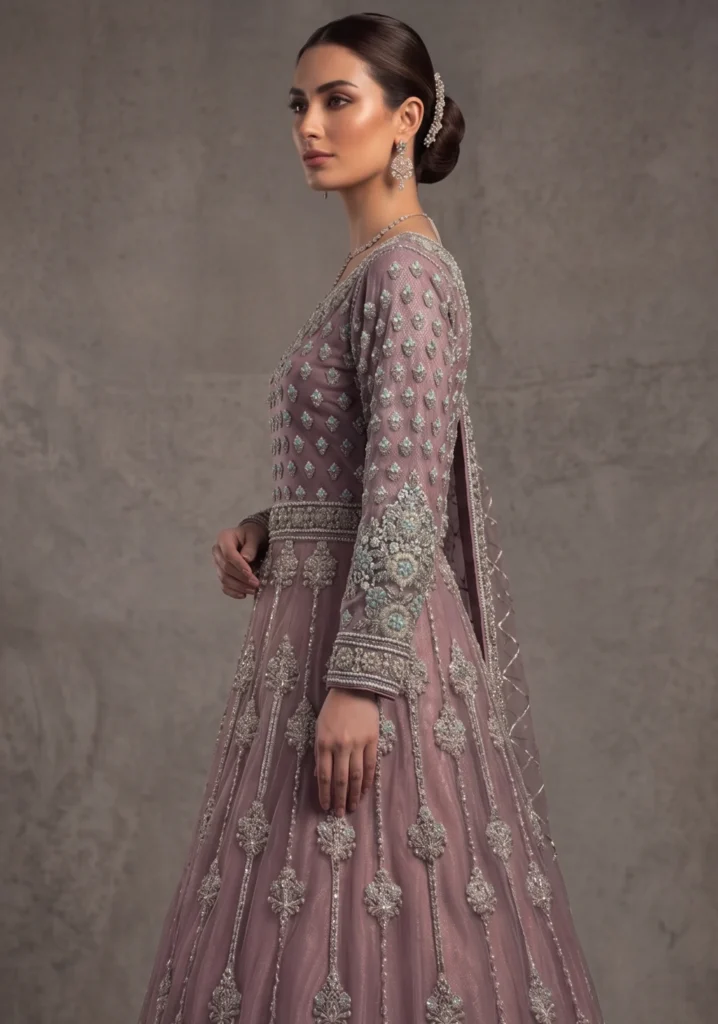 Maheen Lilac Hand-Made Net Maxi | AL Hassan Lehnga House