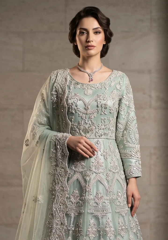 Mah-e-Noor Ice Blue Maxi | AL Hassan Lehnga House       :