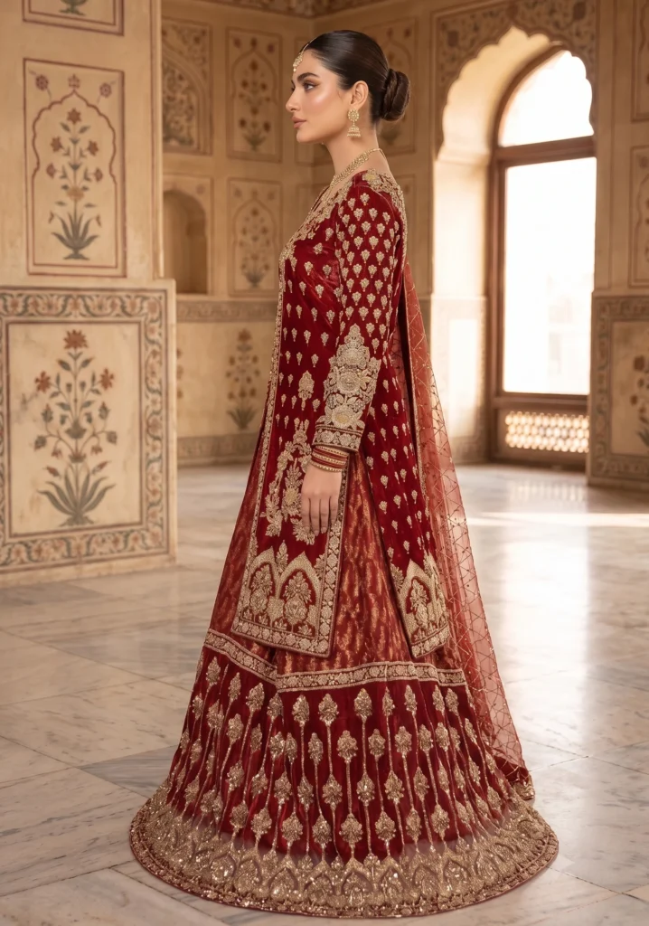 Dilnasheen Red Net Bridal Lehnga | AL Hassan Lehnga House