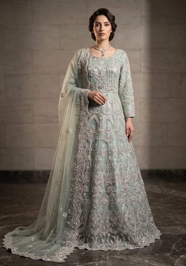 Mah-e-Noor Ice Blue Maxi | AL Hassan Lehnga House       :