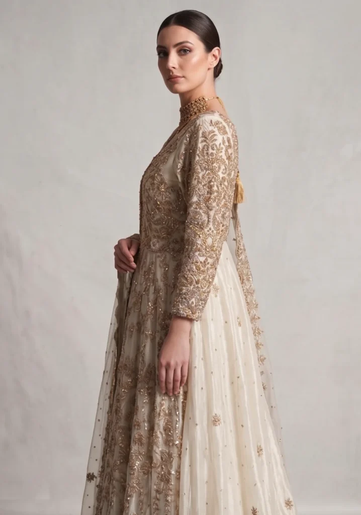 Meher Peach Net Tail Maxi | AL Hassan Lehnga House