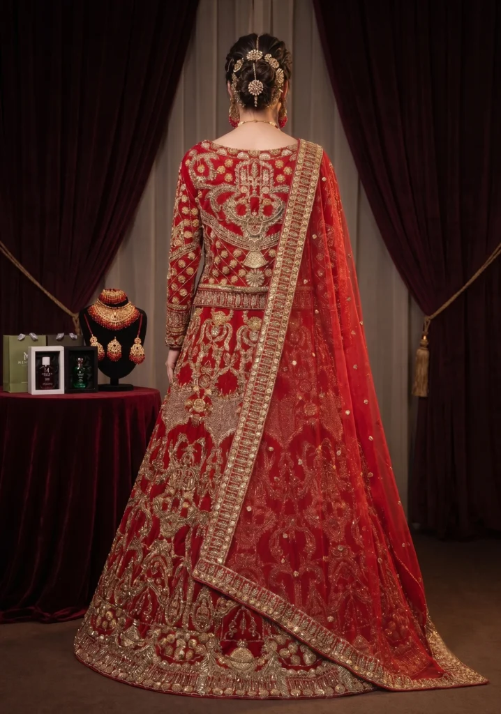 Noor-e-Lal Red Net Bridal Lehenga | AL Hassan Lehnga House
