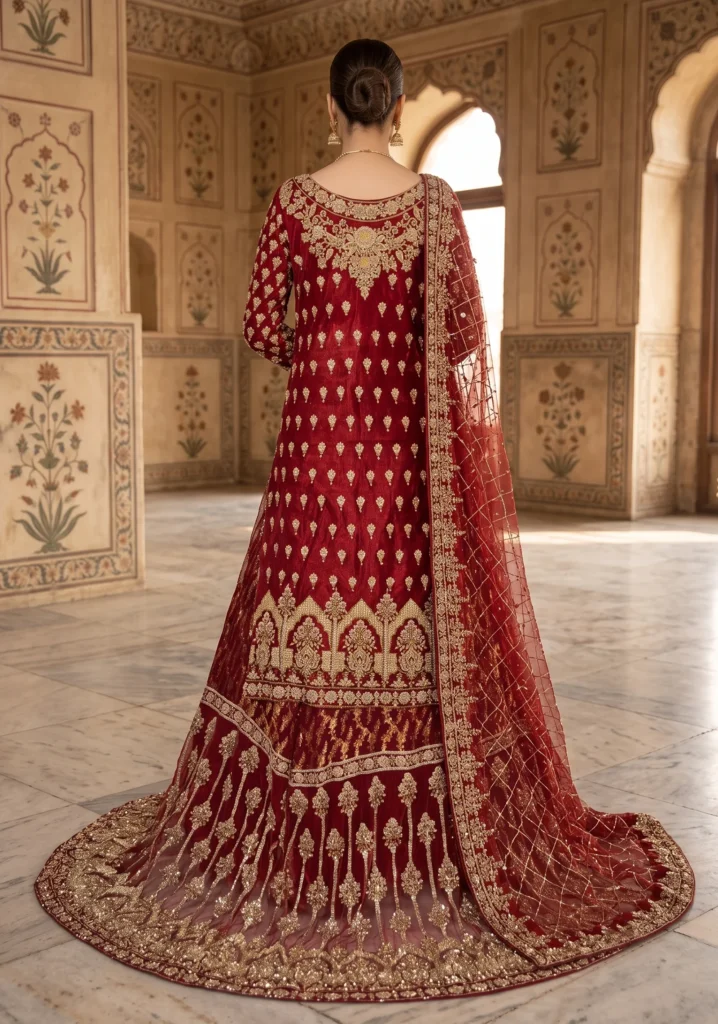 Dilnasheen Red Net Bridal Lehnga | AL Hassan Lehnga House