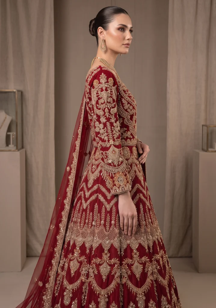 Red Khatan Silk Lehnga With Jewellery Material | Al Hassan Lehnga Pakistan