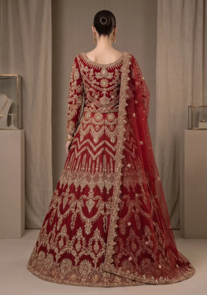 Red Khatan Silk Lehnga With Jewellery Material | Al Hassan Lehnga Pakistan