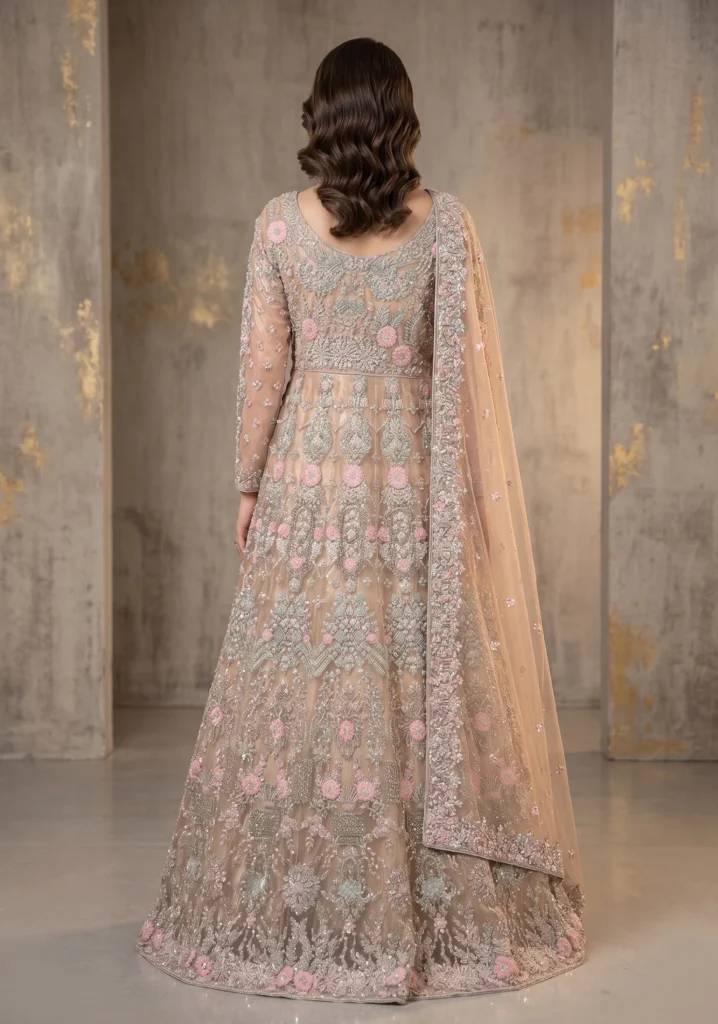 Gul-e-Rana Rose Gold Net Maxi | AL Hassan Lehnga House