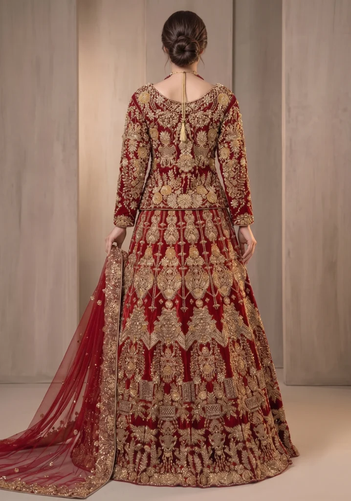 Shehnaz Red Net & Silk Bridal Set | AL Hassan Lehnga House