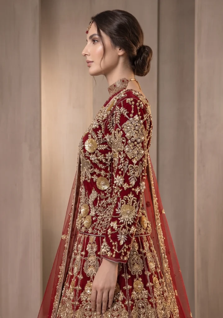 Shehnaz Red Net & Silk Bridal Set | AL Hassan Lehnga House