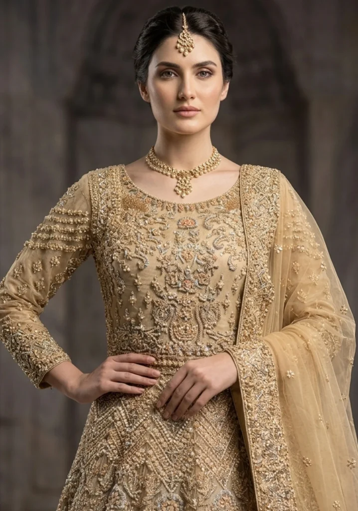 Sitara Golden Maxi | AL Hassan Lehnga House