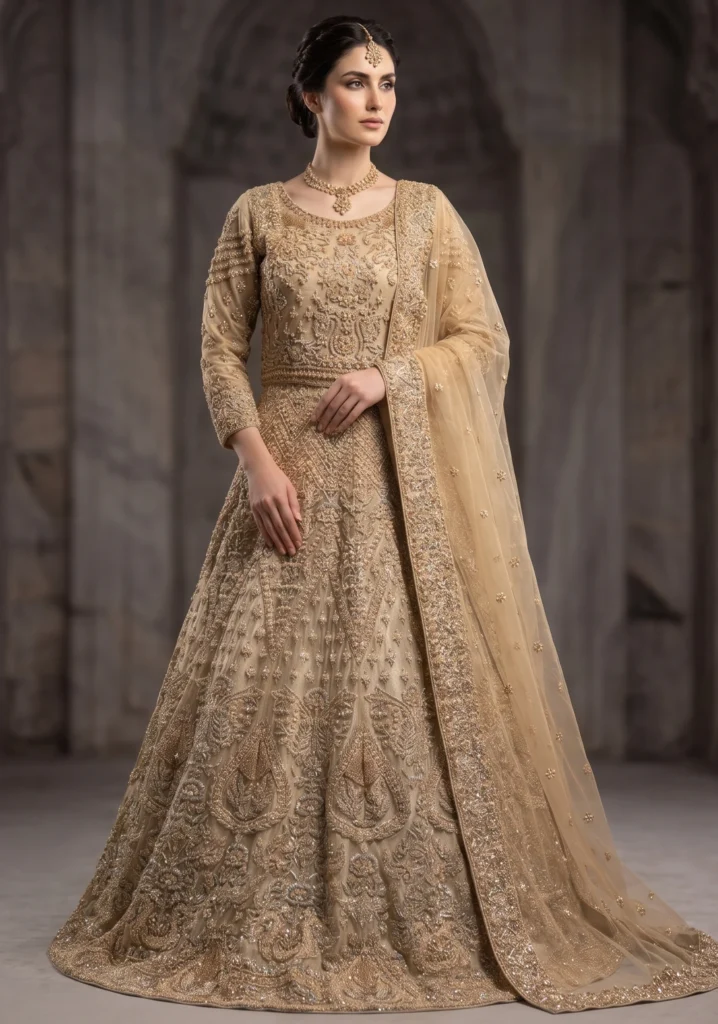 Sitara Golden Maxi | AL Hassan Lehnga House