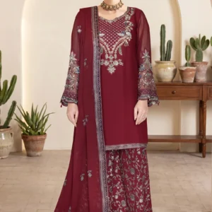 Ramsha WA-616 Maroon Embroidered Summer Lawn Suit