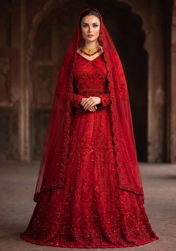 Surkh-e-Laal Blood Red Bridal Set | AL Hassan Lehnga House