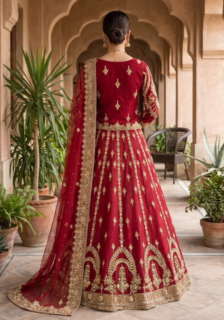 Zimal Maroon Chiffon Bridal Set | AL Hassan Lehnga House