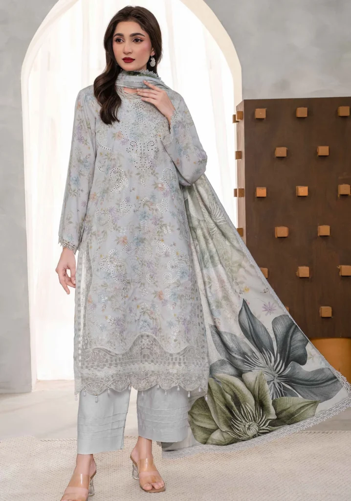 Aaira Silver Karandi 3pc | ZARA MEER