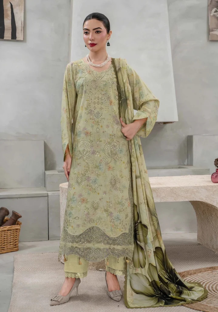 Ayla Sage Karandi 3pc Suit | ZARA MEER