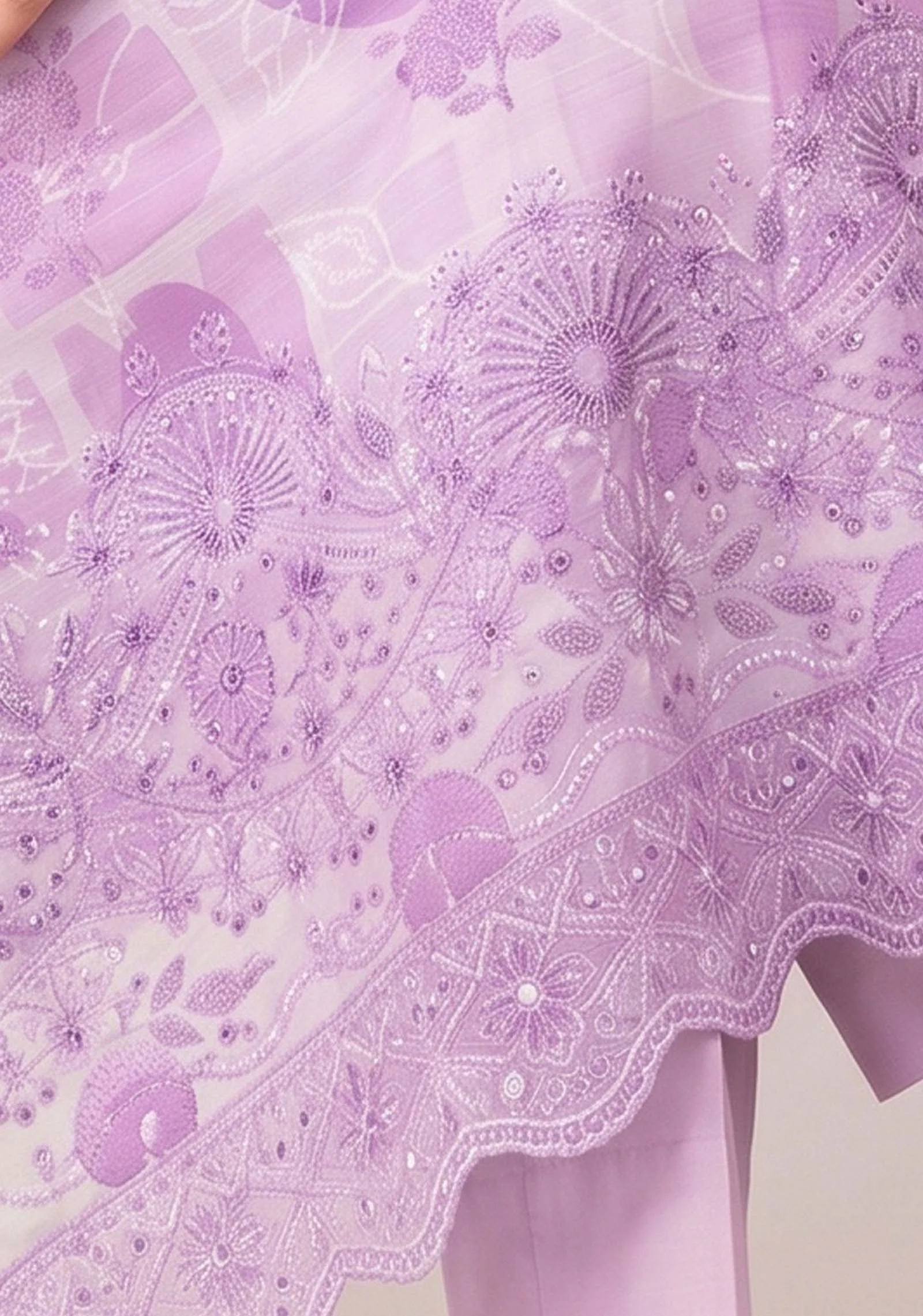 Zehra Lavender 3pc Winter Slub | AALAYA - Image 6