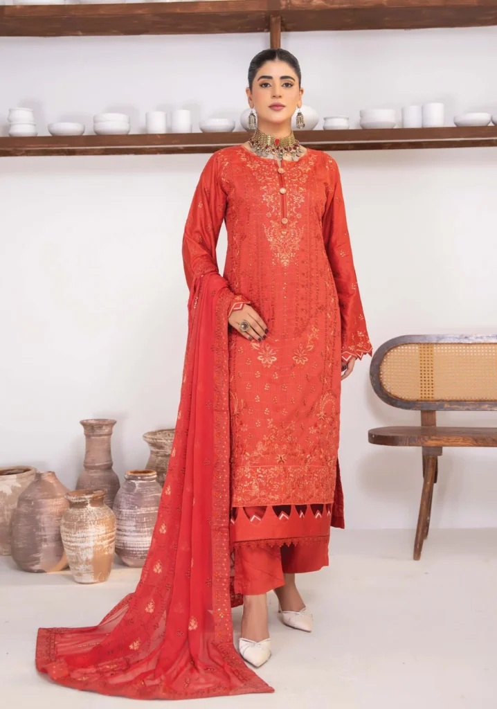 Crimson Ruby Viscose 3Pc Suit | AALAYA
