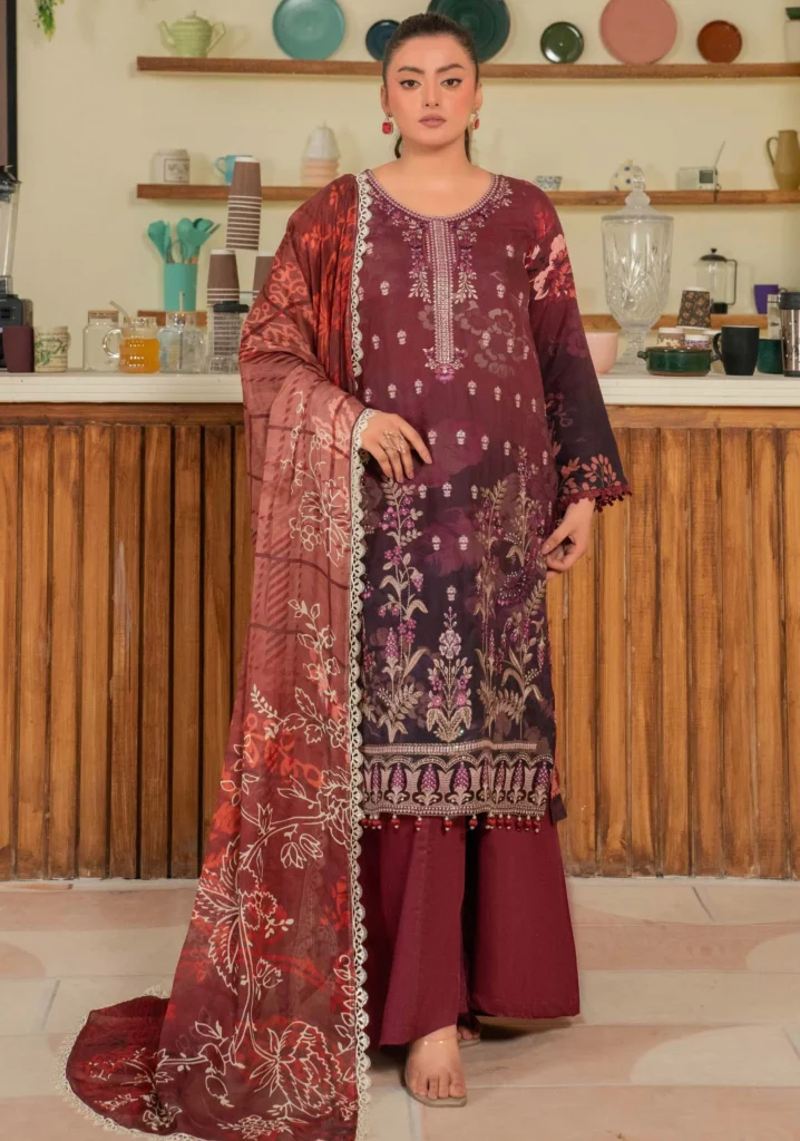 Dilkash Plum 3PC | GULL-E-RUKH