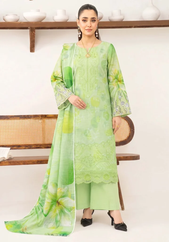 Firdaus Lime 3pc Slub | AALAYA