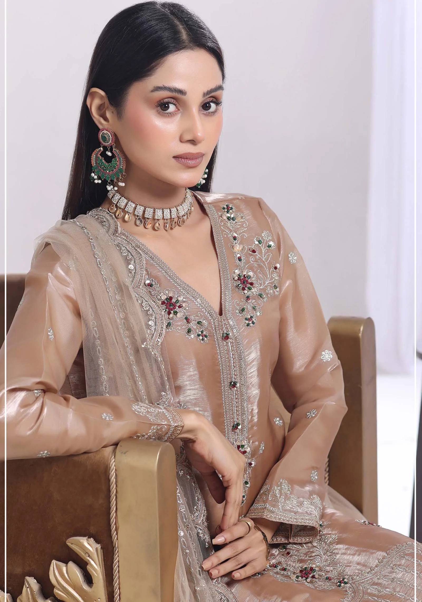 Mehar Sand Sheesha Silk 3pc | Motis Fashion - Image 4