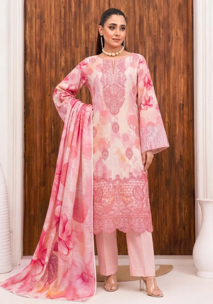Gul-e-Gulab Floral Slub 3Pc Suit | AALAYA
